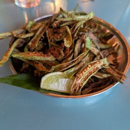 Chai Pani signature dishes Bhel Puri, Sloppy Jai, Okra Fries, Matchstick Okra Salad